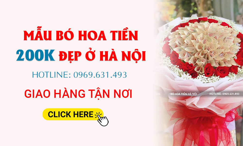 banner bó hoa bằng tiền 200k